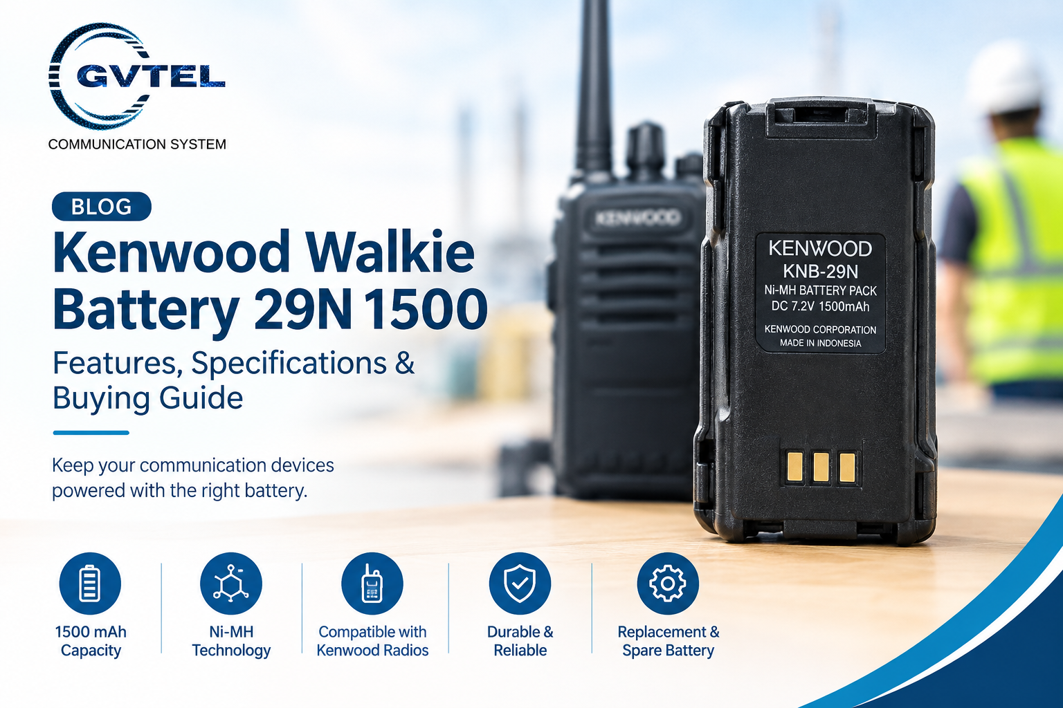 Kenwood Walkie Battery 29N 1500
